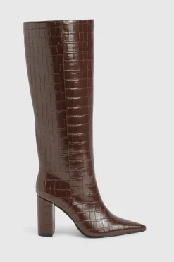 boohoo Bottes Croc à talon bloc et à colonne< Looks Chocolat|Bottes