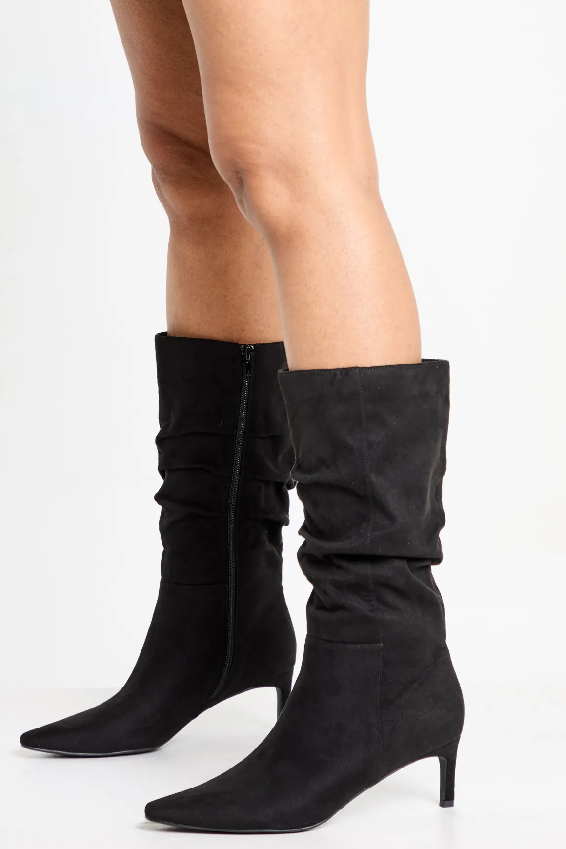 Bottes cuissardes stilettos froncées