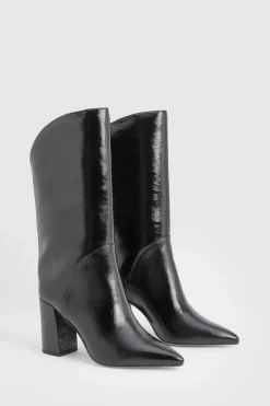 boohoo Bottes cuissardes à talon bloc et genou incurvé< Bottes|Bottes Hautes