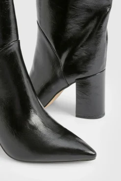 boohoo Bottes cuissardes à talon bloc et genou incurvé< Bottes|Bottes Hautes