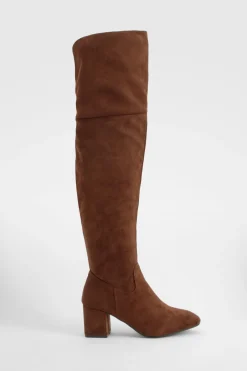 boohoo Bottes Cuissardes À Talon Bloc En Synthétique< Looks Chocolat|Cuissardes