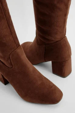 boohoo Bottes Cuissardes À Talon Bloc En Synthétique< Looks Chocolat|Cuissardes