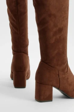 boohoo Bottes Cuissardes À Talon Bloc En Synthétique< Looks Chocolat|Cuissardes