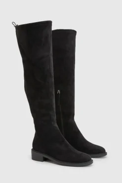 Bottes Cuissardes À Talon Plat Avec Détail Nœud