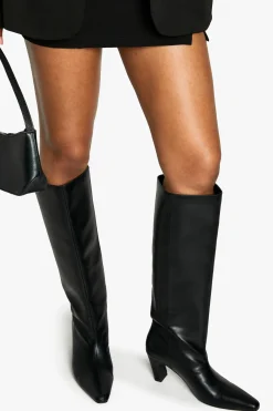 boohoo Bottes cuissardes à talon évasé, tige droite et bout pointu< Bottes|Bottes Hautes