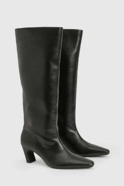 boohoo Bottes cuissardes à talon évasé, tige droite et bout pointu< Bottes|Bottes Hautes
