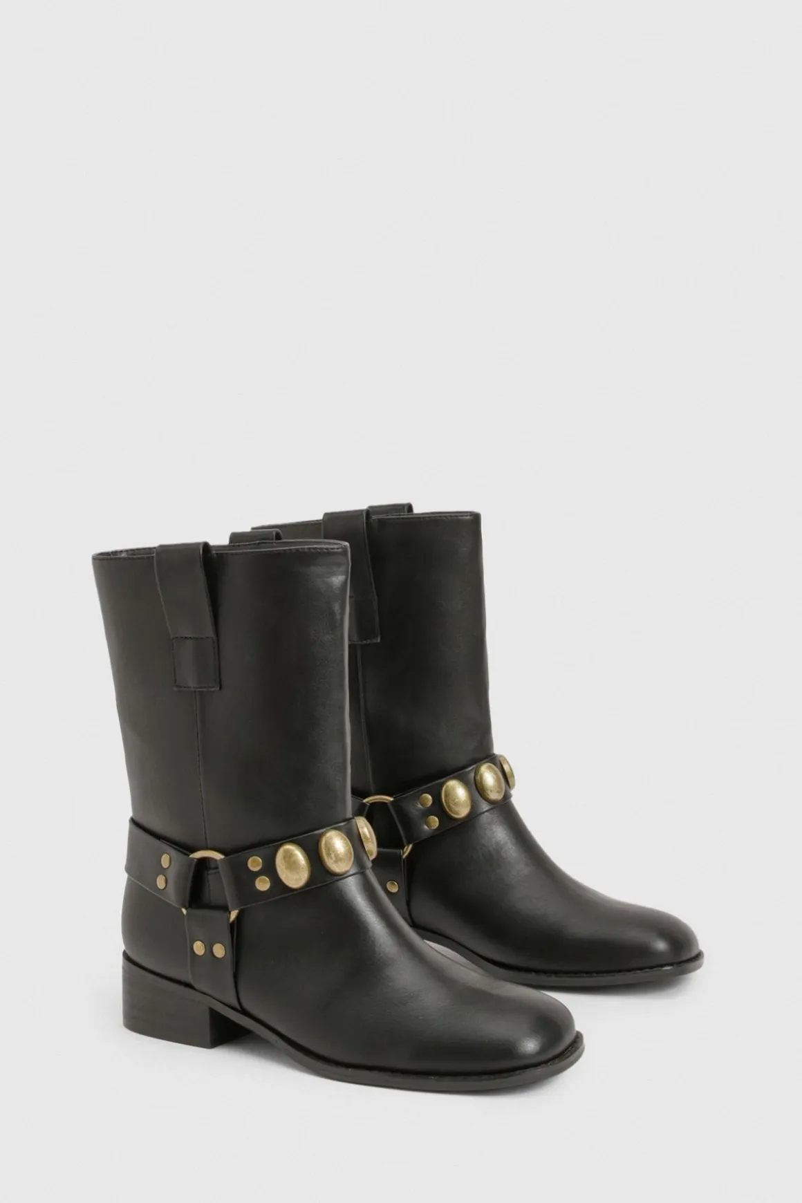 Bottes de biker avec détails de harnais