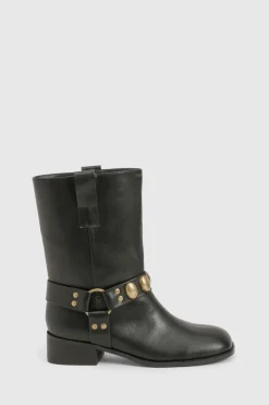 Bottes de biker avec détails de harnais