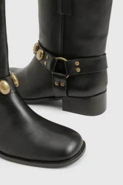 Bottes de biker avec détails de harnais