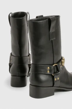 Bottes de biker avec détails de harnais