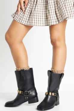 Bottes de biker avec détails de harnais