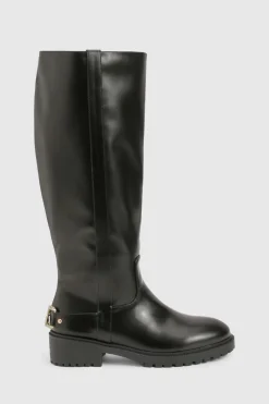 Bottes de biker montantes aux détails métalliques