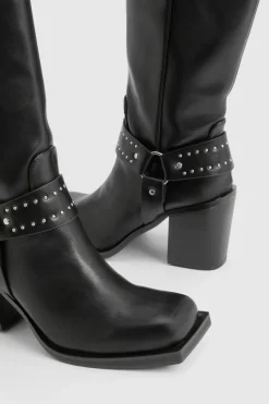boohoo Bottes de biker Western à détails cloutés< Bottes|Bottes Motardes