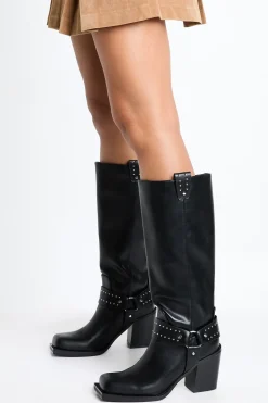 boohoo Bottes de biker Western à détails cloutés< Bottes|Bottes Motardes