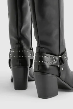 boohoo Bottes de biker Western à détails cloutés< Bottes|Bottes Motardes