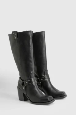 boohoo Bottes de biker Western à détails cloutés< Bottes|Bottes Motardes