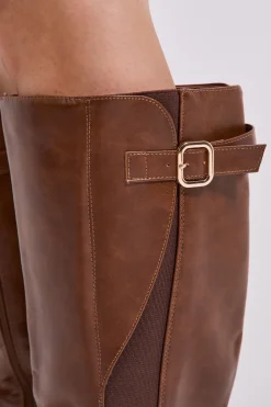 Bottes de Cavalière Montantes Kamille Coupe Large en synthétique avec Élastique