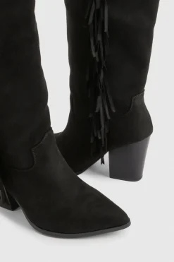 Bottes De Cowboy À Franges Coupe Large