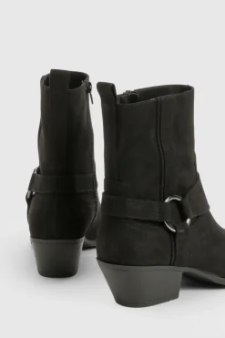boohoo Bottes de cowboy à la cheville style western en synthétique suédé à embout argenté< Bottes Mi-Hautes|Bottes
