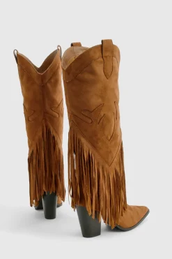 boohoo Bottes de cow-boy style western à détails de pampille au look vintage< Bottes|Santiags
