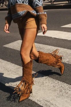 boohoo Bottes de cow-boy style western à détails de pampille au look vintage< Bottes|Santiags