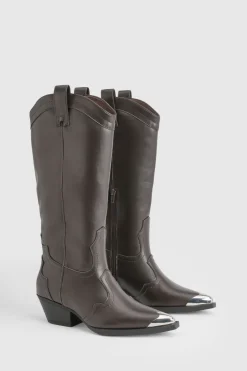 Bottes de cowboy western avec embout métallique