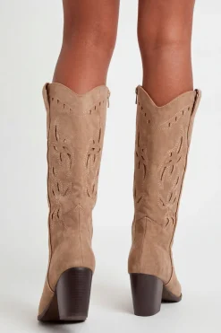 Bottes De Cowboy Western Brodées En Synthétique Avec Détails Ajourés
