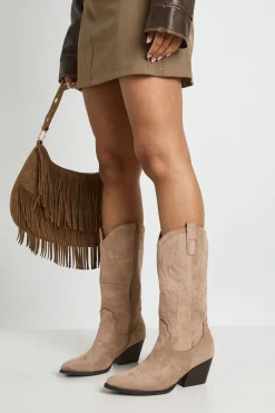 Bottes De Cowboy Western À Broderies Coupe Large