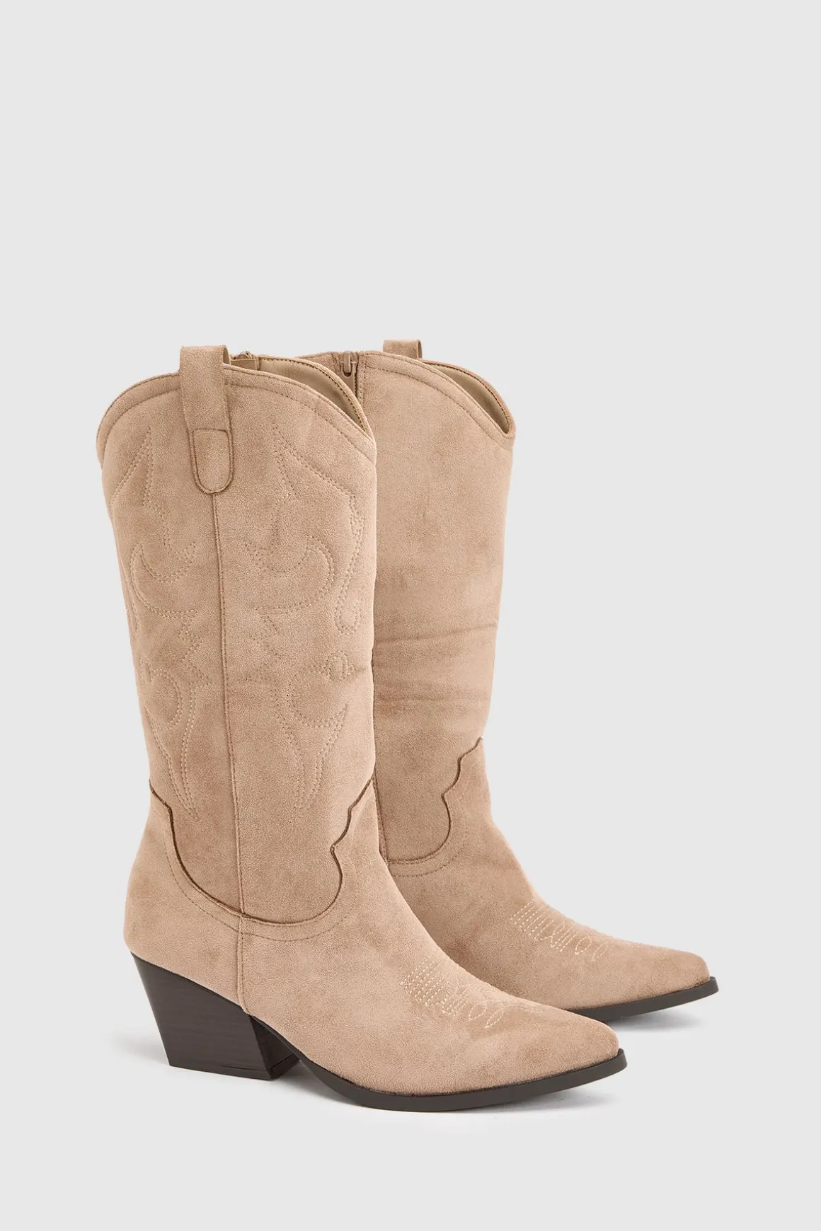 Bottes De Cowboy Western À Broderies Coupe Large