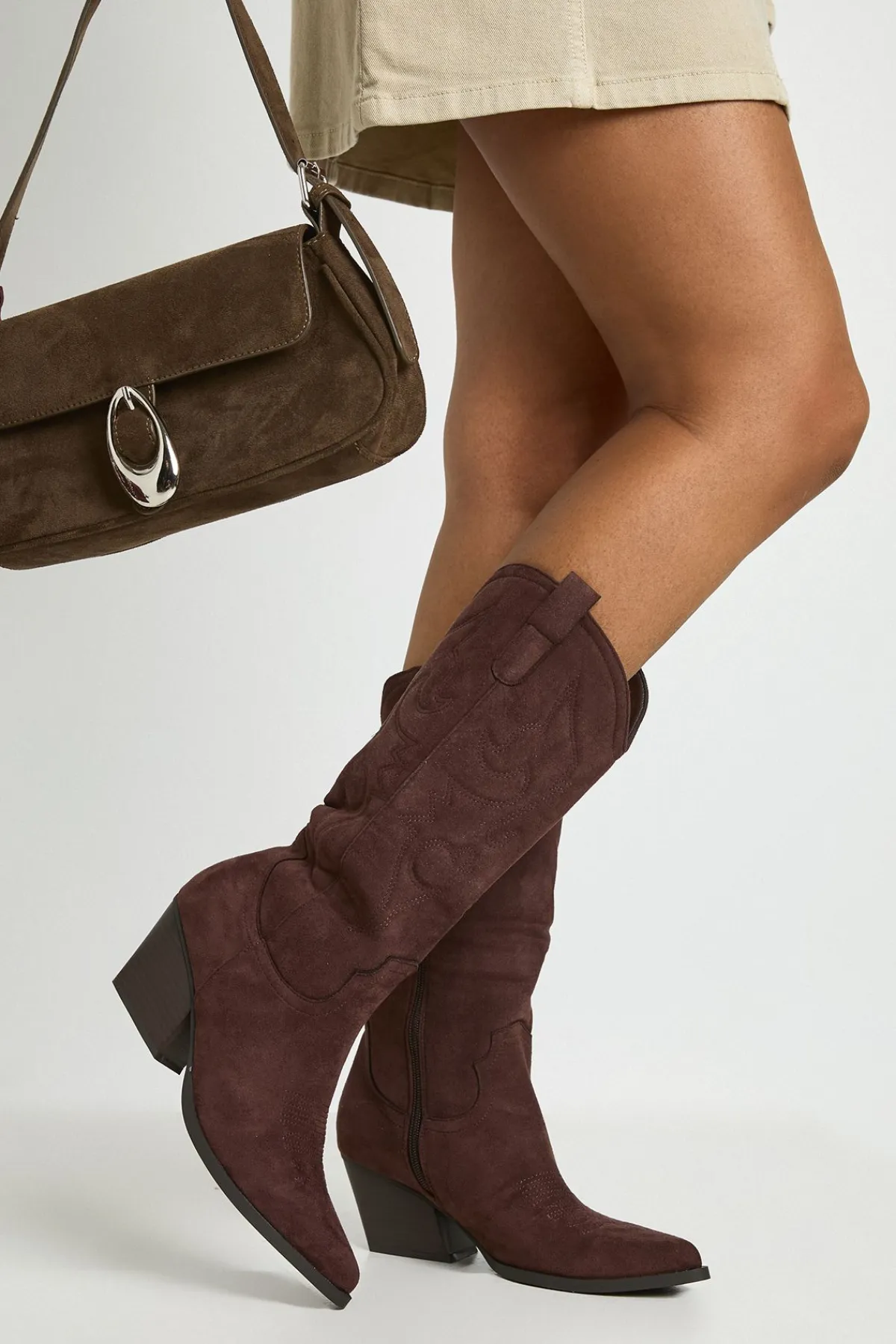 boohoo Bottes De Cowboy Western À Broderies Coupe Large< Bottes|Santiags