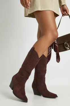 boohoo Bottes De Cowboy Western À Broderies Coupe Large< Bottes|Santiags