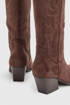 boohoo Bottes De Cowboy Western À Broderies Coupe Large< Bottes|Santiags
