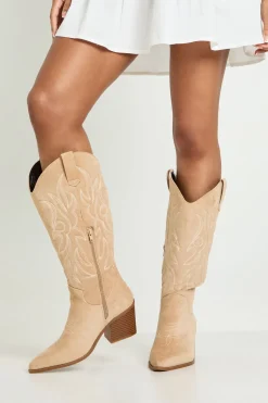 Bottes De Cowboy Western Brodées Coupe Large