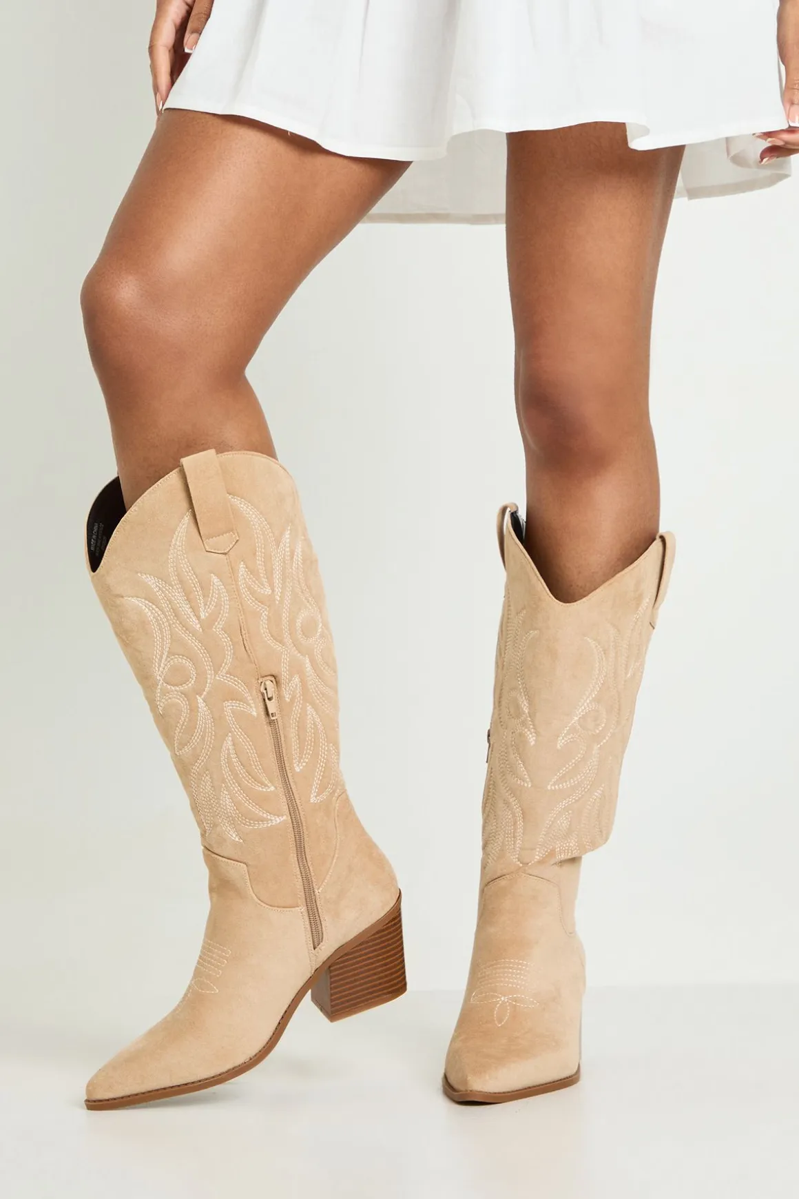 Bottes De Cowboy Western Brodées Coupe Large