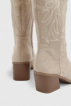 Bottes De Cowboy Western Brodées Coupe Large