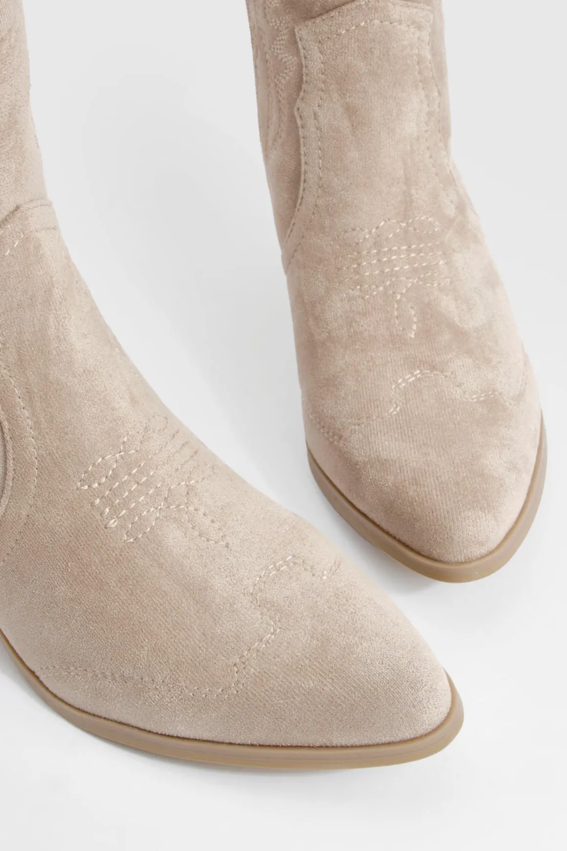 Bottes de cow-boy western à cheville en daim synthétique brodé