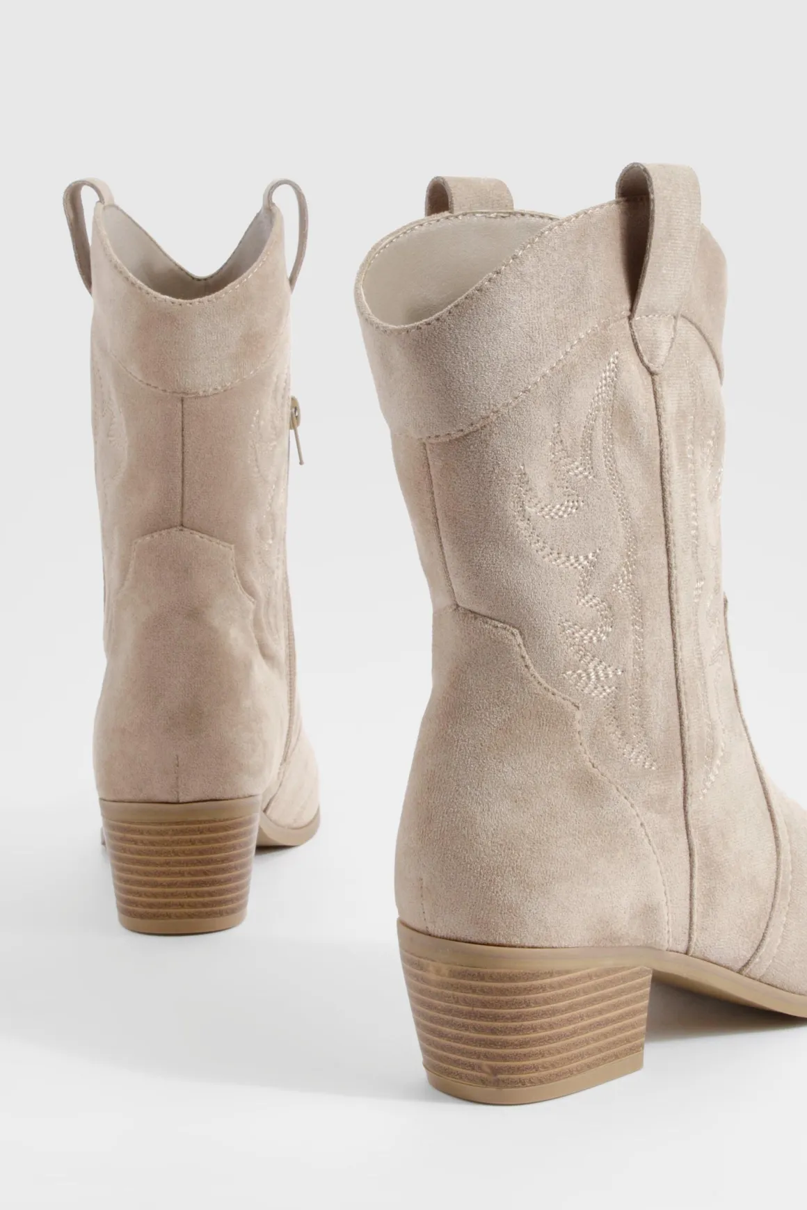 Bottes de cow-boy western à cheville en daim synthétique brodé