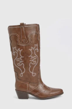Bottes de cow-boy western à détails brodés