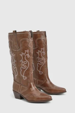 Bottes de cow-boy western à détails brodés
