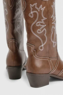 Bottes de cow-boy western à détails brodés
