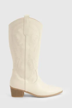 Bottes de cowboy western à détails sur le mollet et brodées