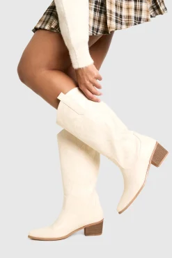 Bottes de cowboy western à détails sur le mollet et brodées