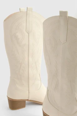 Bottes de cowboy western à détails sur le mollet et brodées
