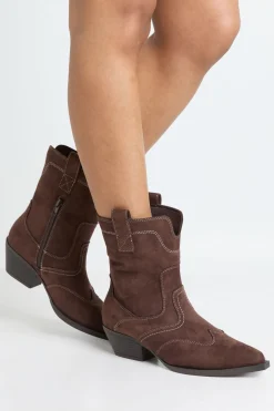 boohoo Bottes De Cowboy Western En Faux Suède À Surpiqûres Contrastées< Bottes|Bottes En Daim