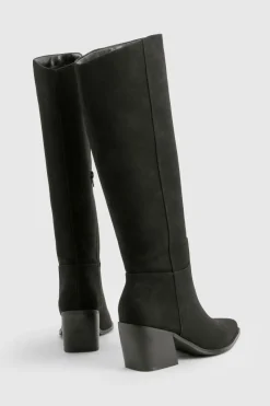 Bottes de cowboy western en nubuck à coupe large