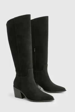 Bottes de cowboy western en nubuck à coupe large