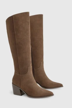 Bottes de cowboy western en nubuck à coupe large