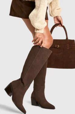 Bottes de cowboy western en nubuck à coupe large