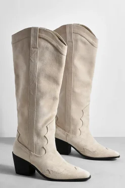 Bottes de cow-boy western en synthétique montantes à talon haut
