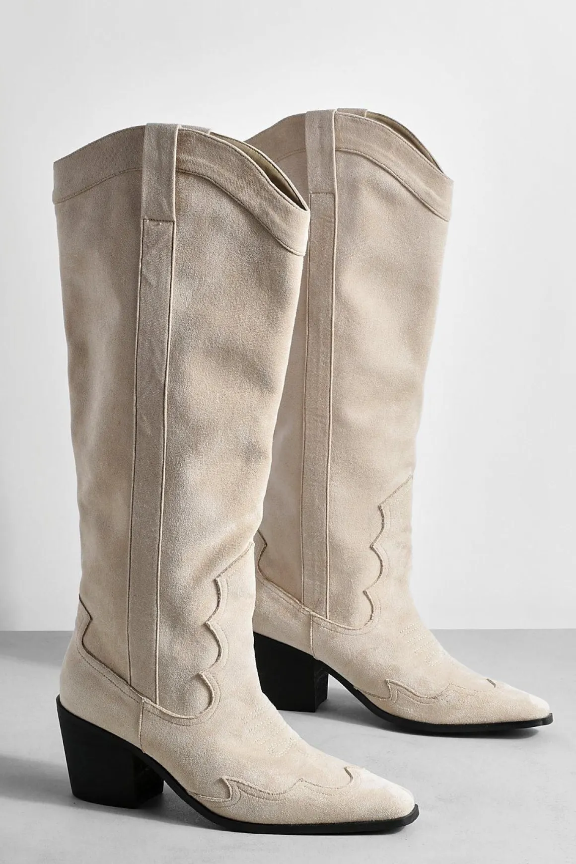 Bottes de cow-boy western en synthétique montantes à talon haut